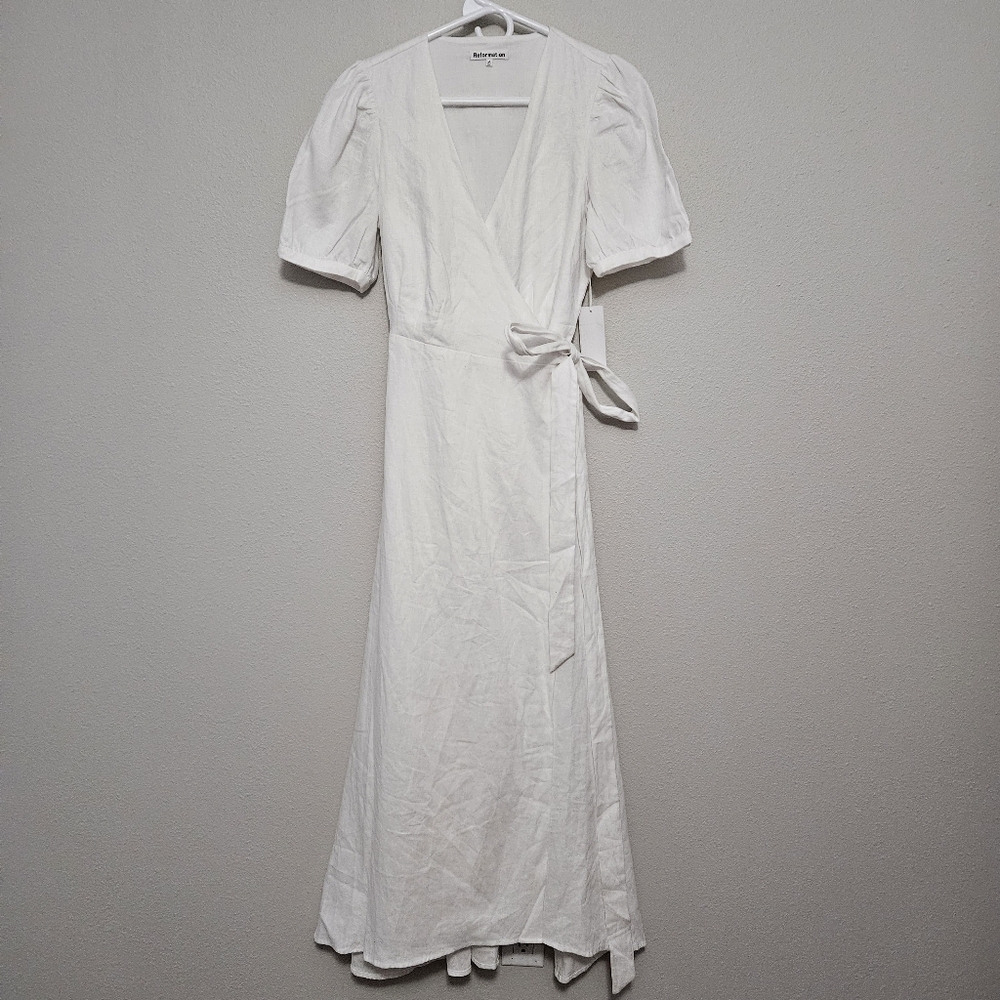 Reformation Weiss Linen Wrap Dress M